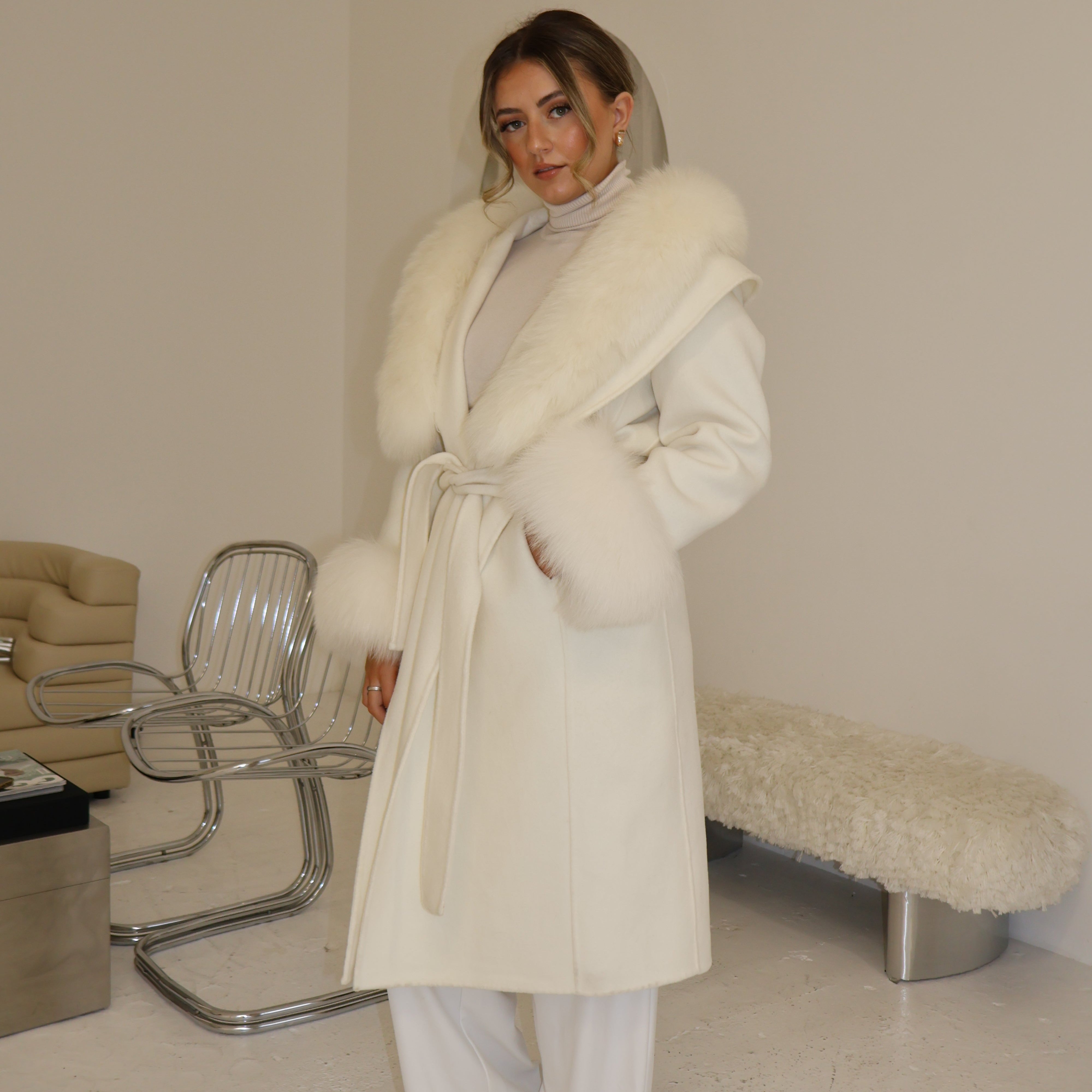 Fur Cashmere Coat Fashion Canada